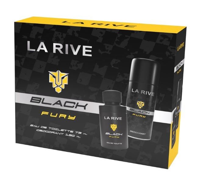 la rive kit perfume masculino black fury edt 75ml + desod.