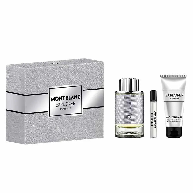 Coffret Montblanc Explorer Platinum Kit Perfume Masculino EDP + Gel de banho + Travel Size Kit