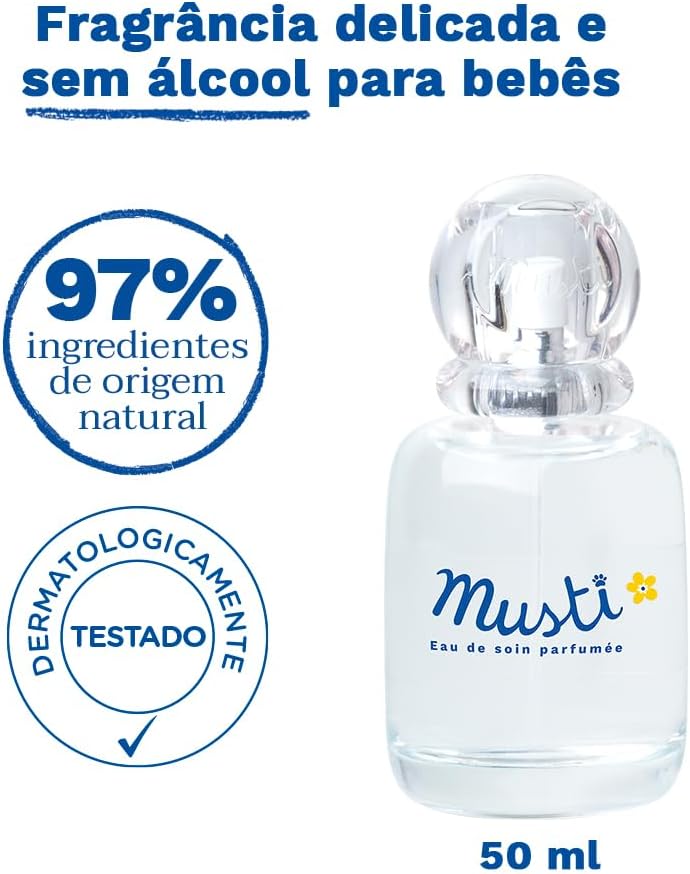 Musti Perfume Suave Mustela Bebê, Perfume Infantil, 97% de ingredientes de origem natural, 50ml, Mustela Bebê, 50 Ml