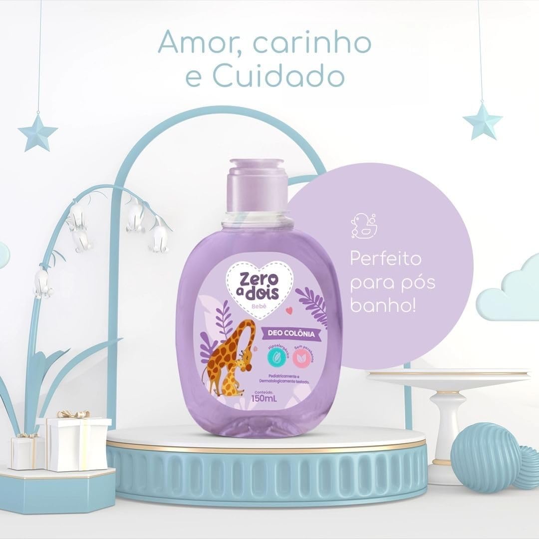 Zero a Dois, Colônia Infantil, Aroma Baby Lavanda, 150ml