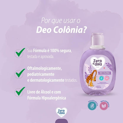 Zero a Dois, Colônia Infantil, Aroma Baby Lavanda, 150ml