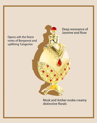 Huibao Óleo de perfume concentrado árabe dourado, perfumes árabes para mulheres, óleo de perfume árabe - óleo de perfume de longa duração (12 ml)