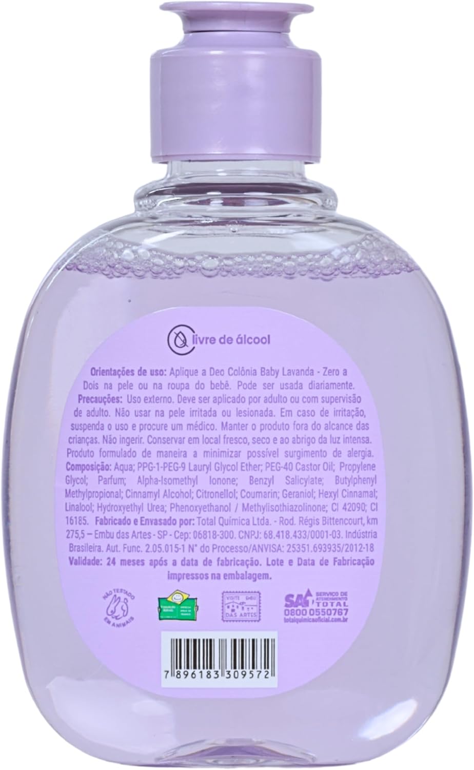 Zero a Dois, Colônia Infantil, Aroma Baby Lavanda, 150ml