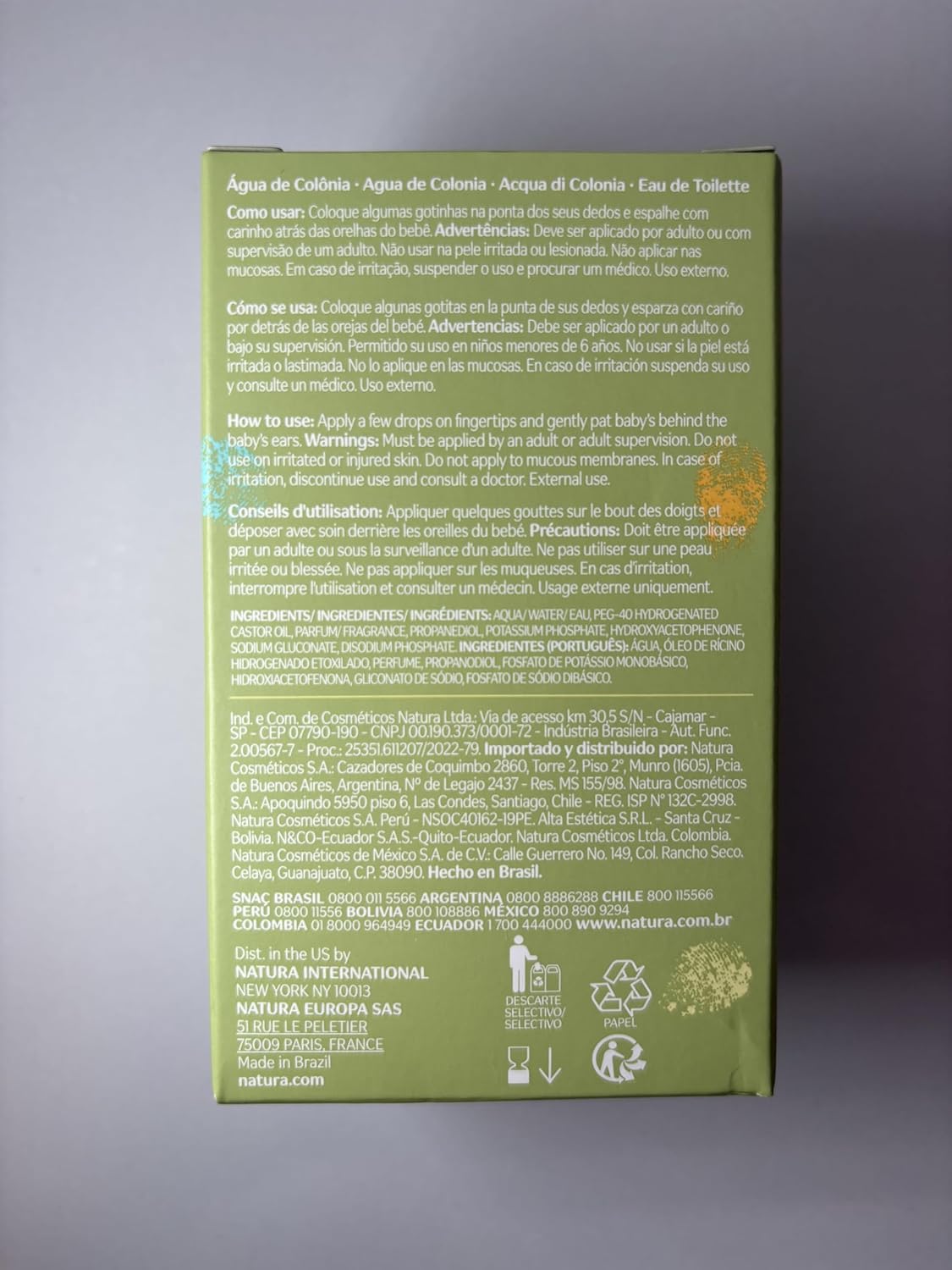 Mamãe e Bebê Água de Colônia Tradional 100 ml